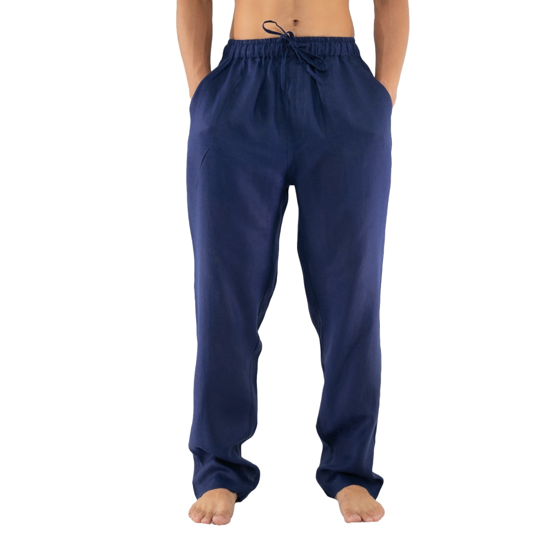 linen pants navy