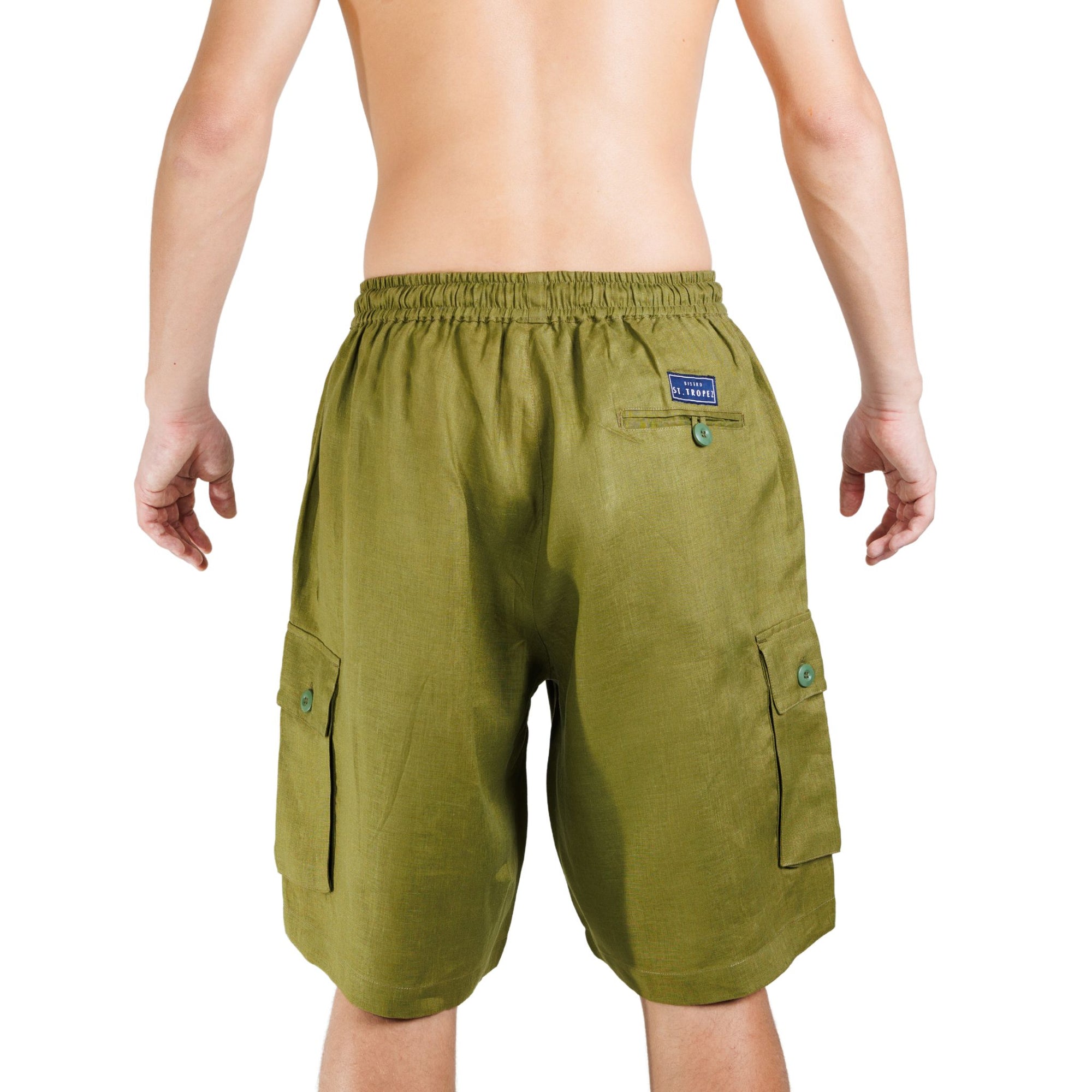 Elastic Waist Linen Cargo Resort Shorts - Bistro StTropez