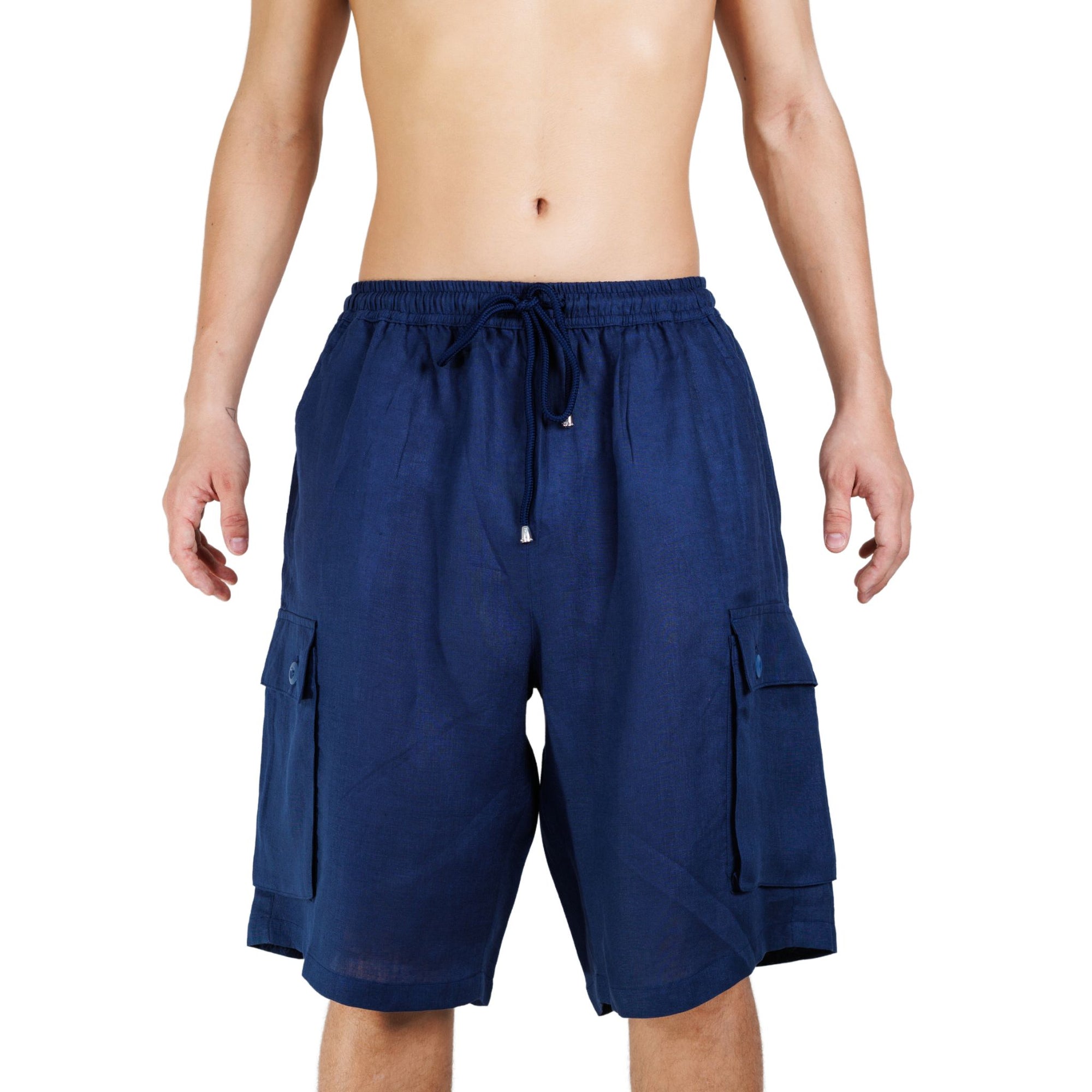 Elastic Waist Linen Cargo Resort Shorts - Bistro StTropez