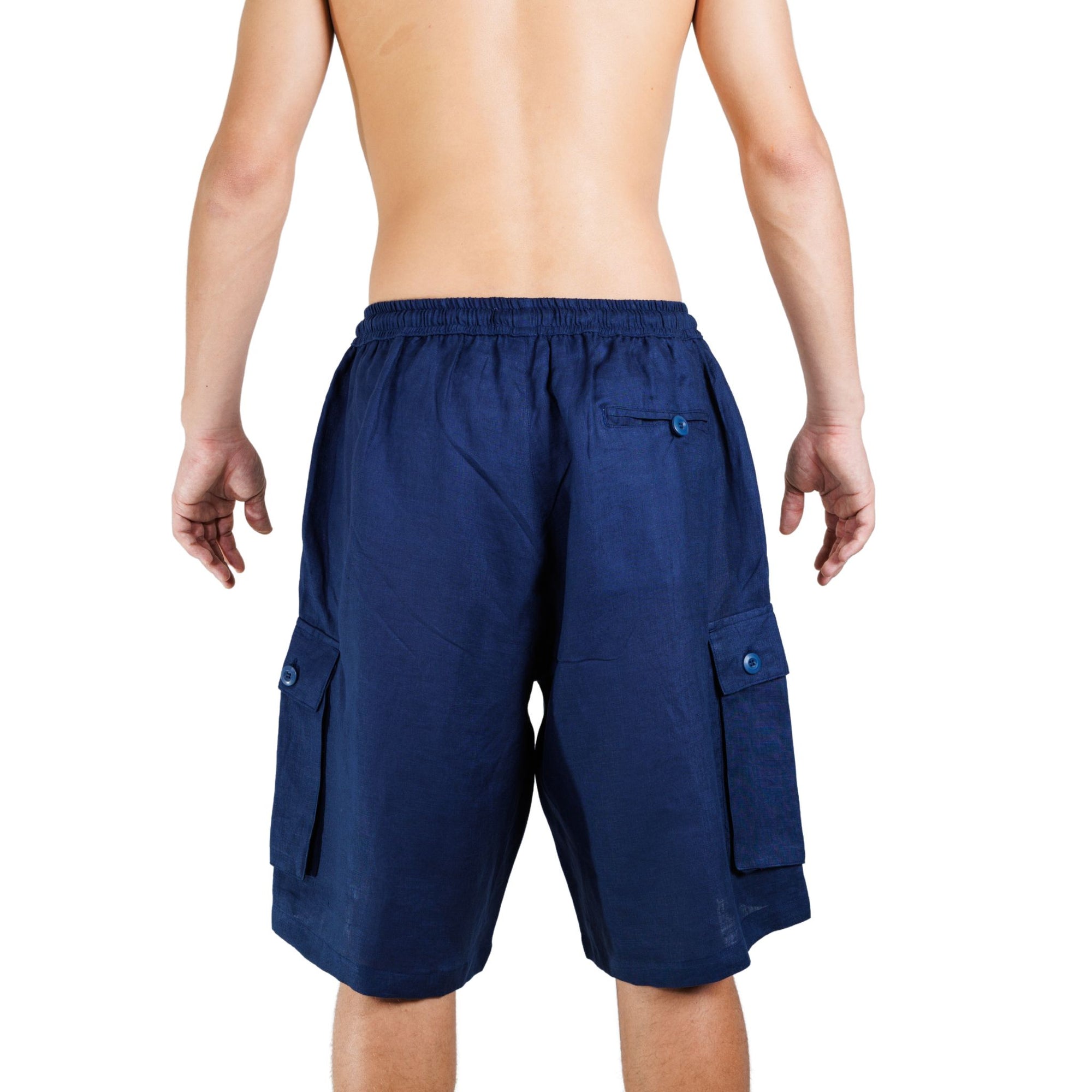 Elastic Waist Linen Cargo Resort Shorts - Bistro StTropez