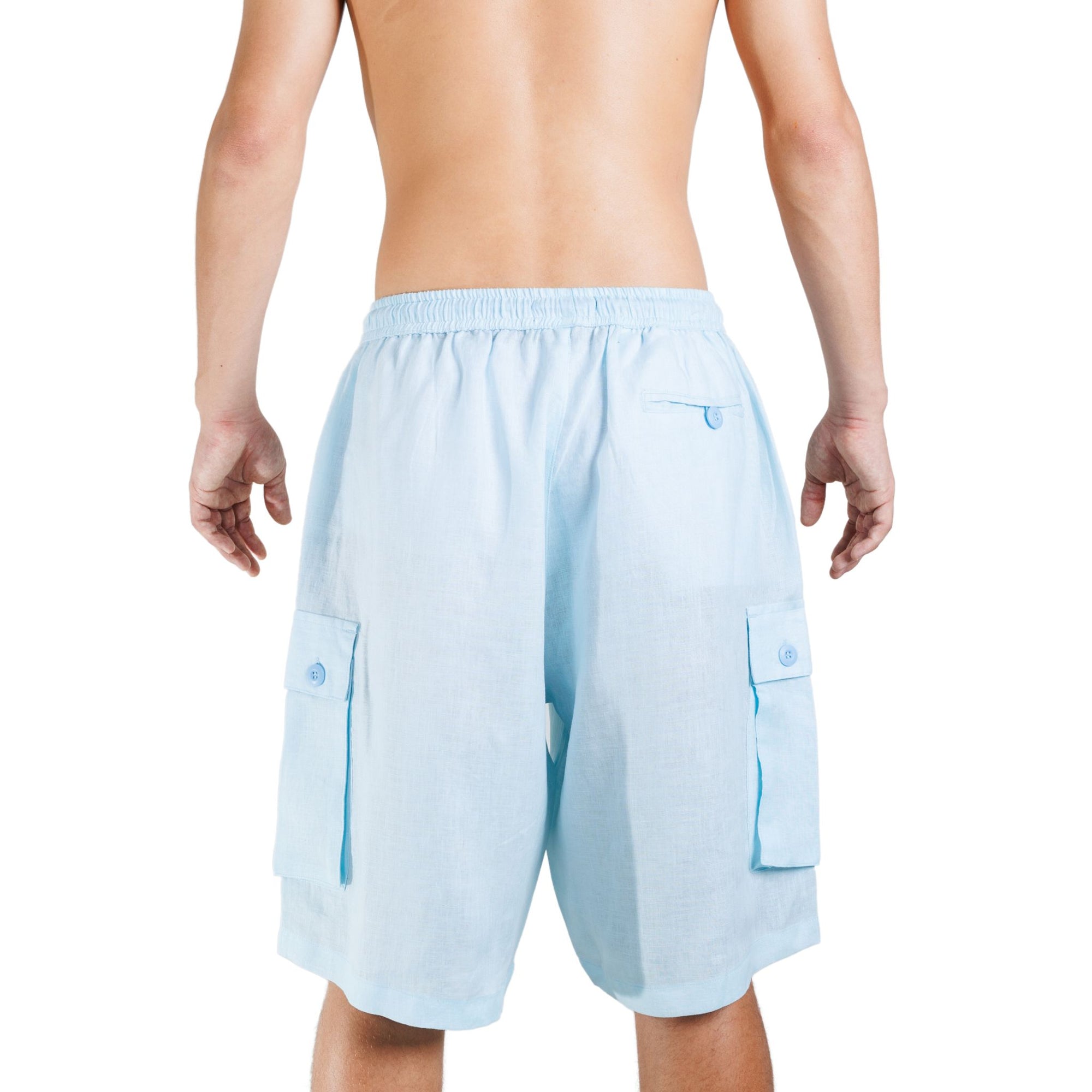 Elastic Waist Linen Cargo Resort Shorts - Bistro StTropez
