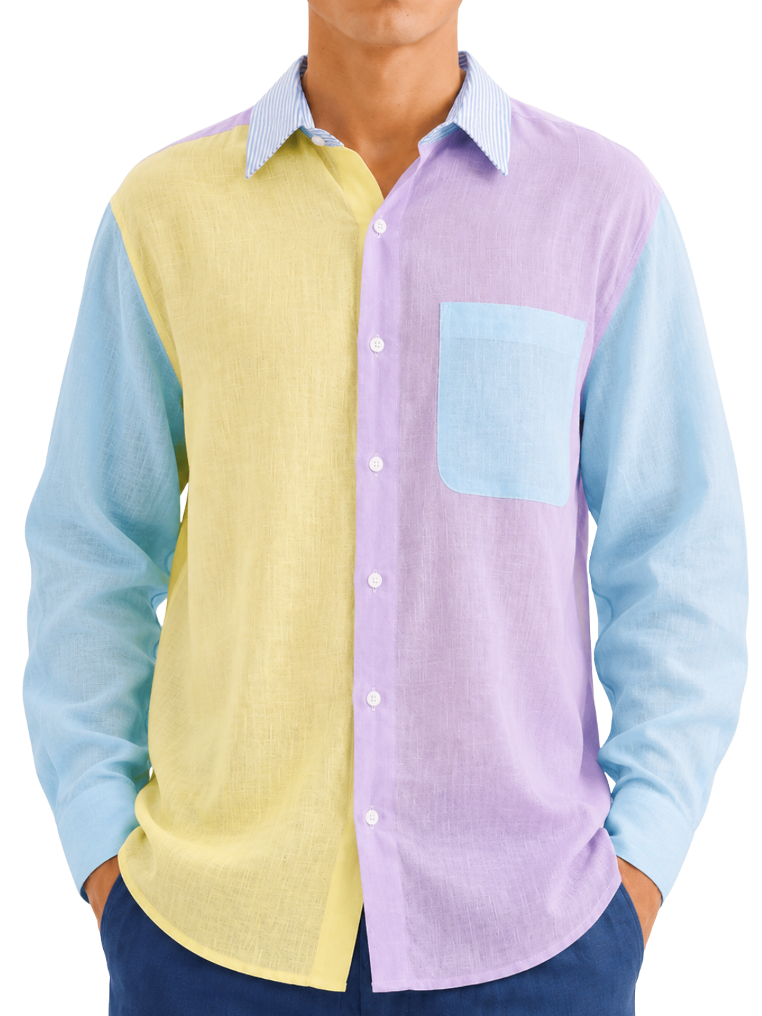Linen Shirt Multi-Coloured Long Sleeve - Bistro StTropez
