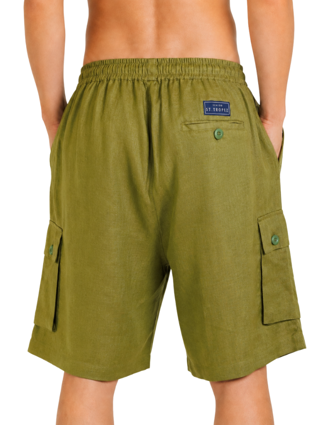 Elastic Waist Linen Cargo Resort Shorts - Bistro StTropez