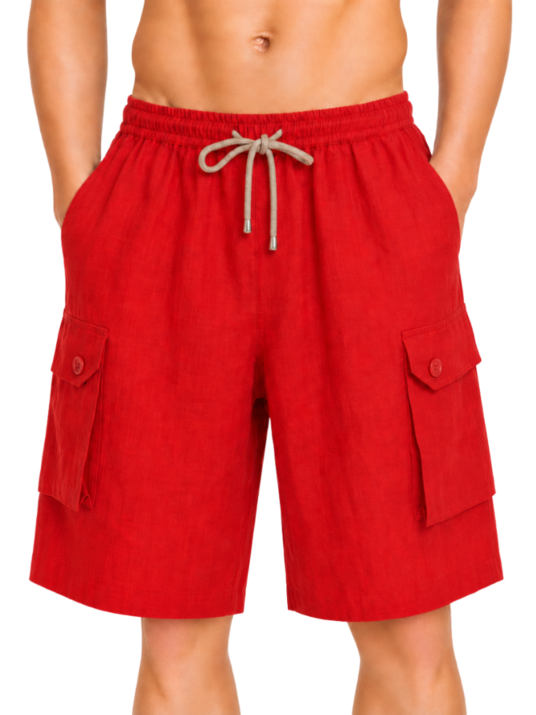 Elastic Waist Linen Cargo Resort Shorts - Bistro StTropez