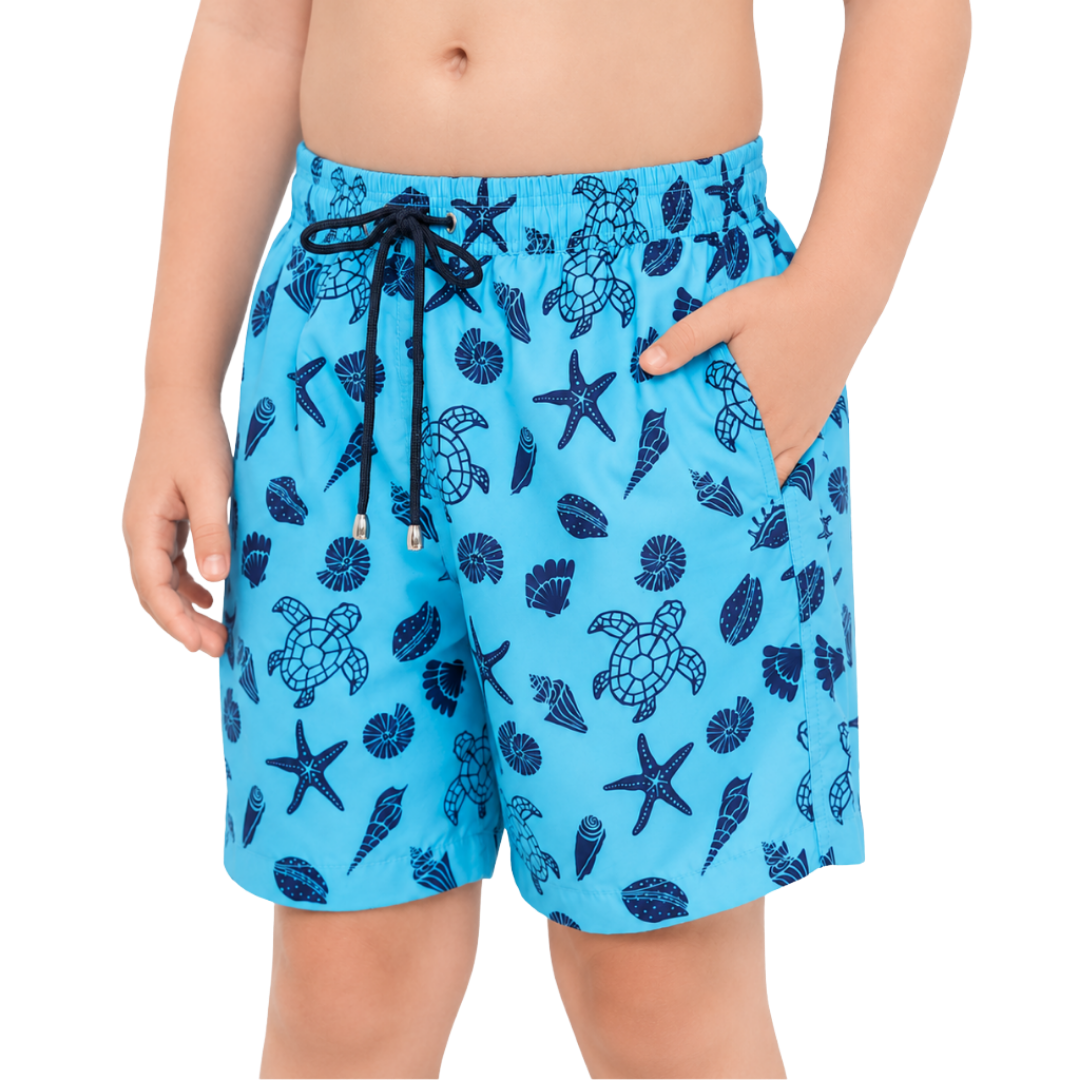 Turtle Seashell Boys Board Shorts - Bistro StTropez