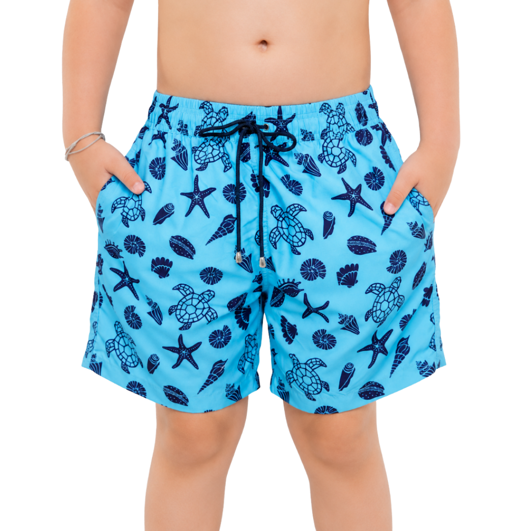 Turtle Seashell Boys Board Shorts - Bistro StTropez
