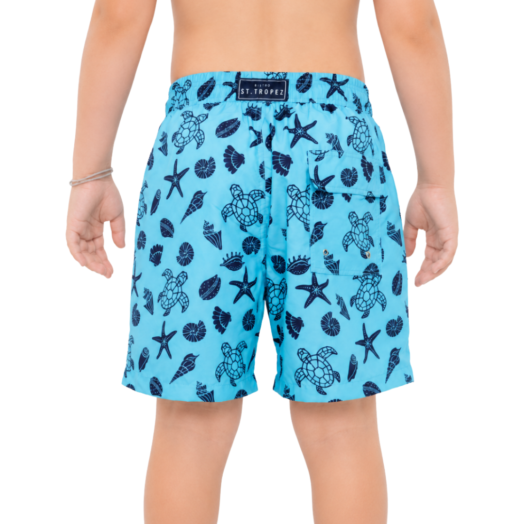 Turtle Seashell Boys Board Shorts - Bistro StTropez