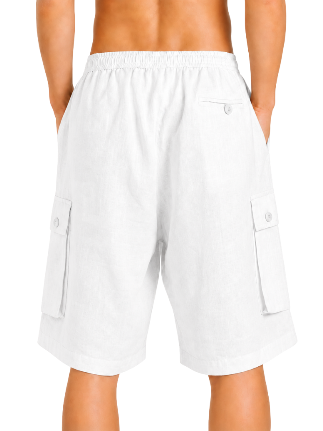 Elastic Waist Linen Cargo Resort Shorts - Bistro StTropez