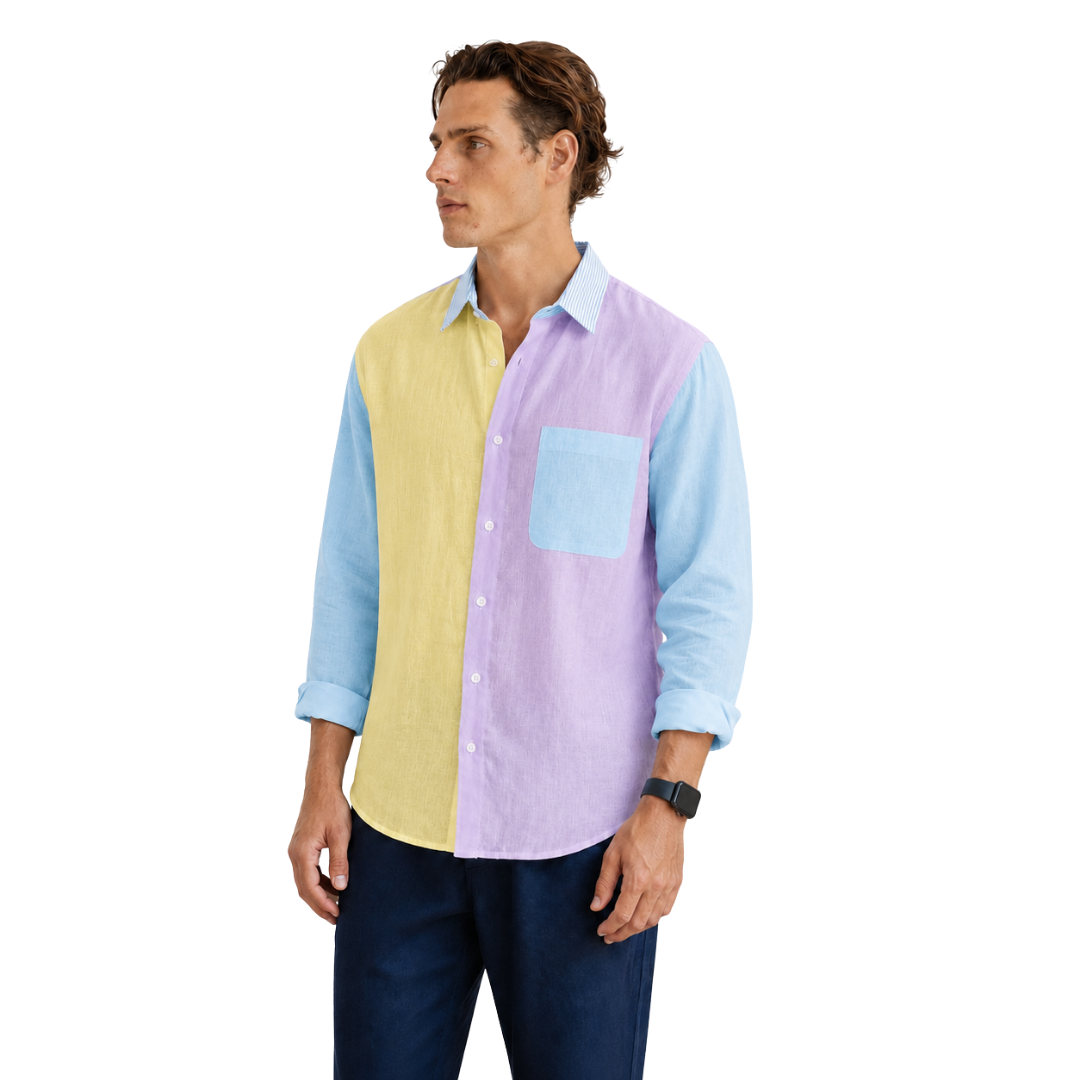 Linen Shirt Multi-Coloured Long Sleeve - Bistro StTropez