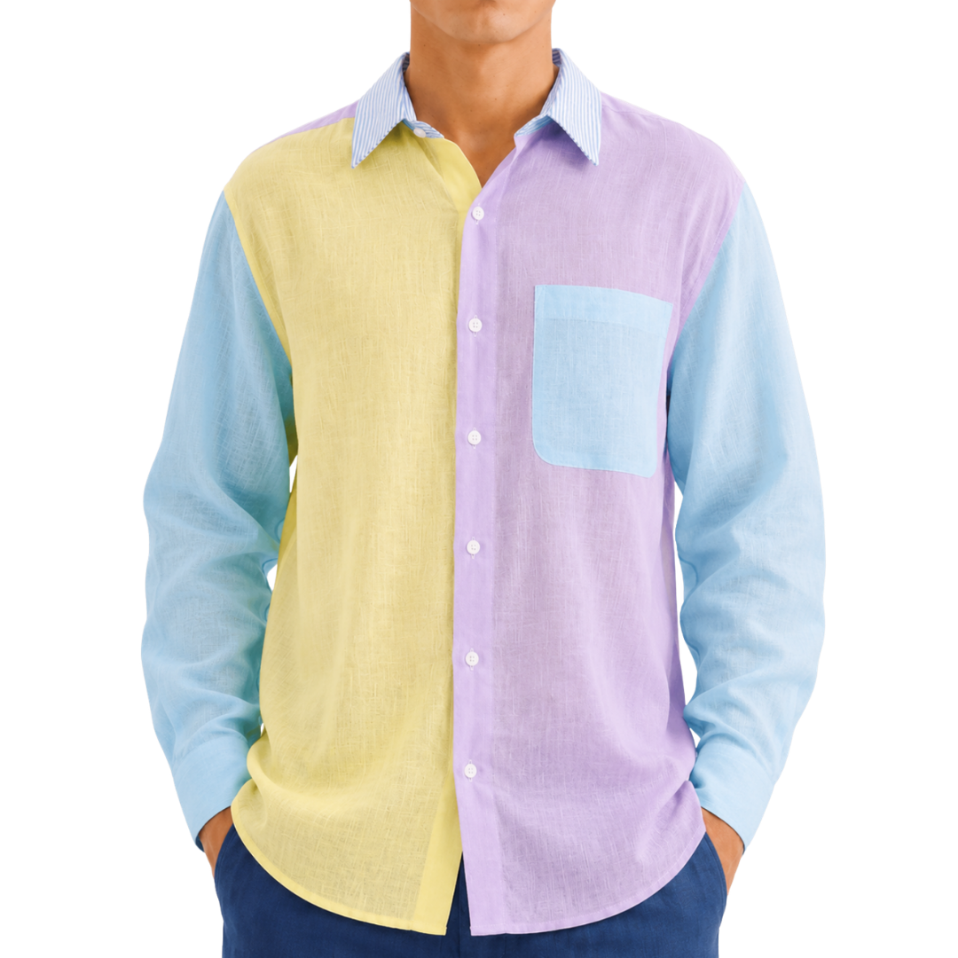 Linen Shirt Multi-Coloured Long Sleeve - Bistro StTropez