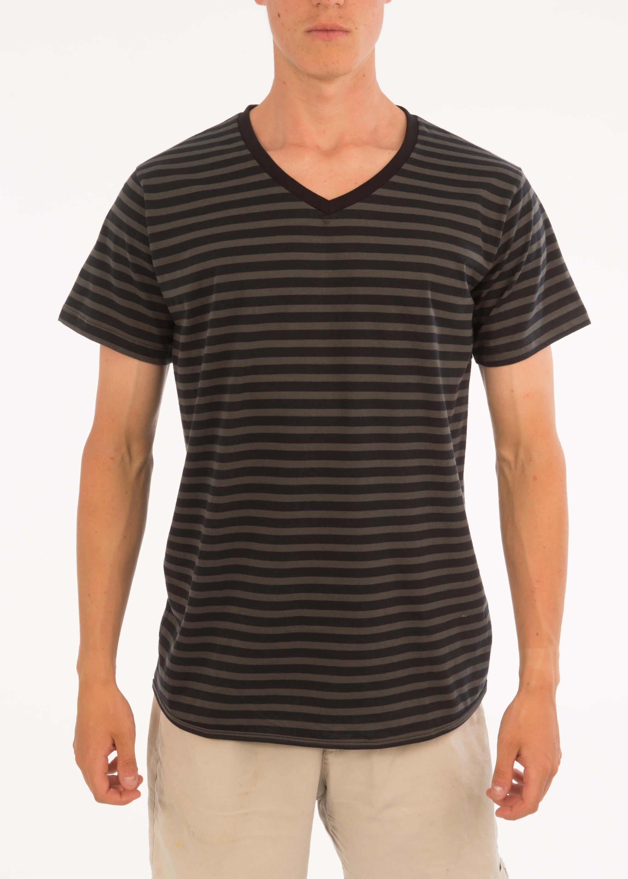 Thick Stripe V-Neck Tee - Bistro StTropez