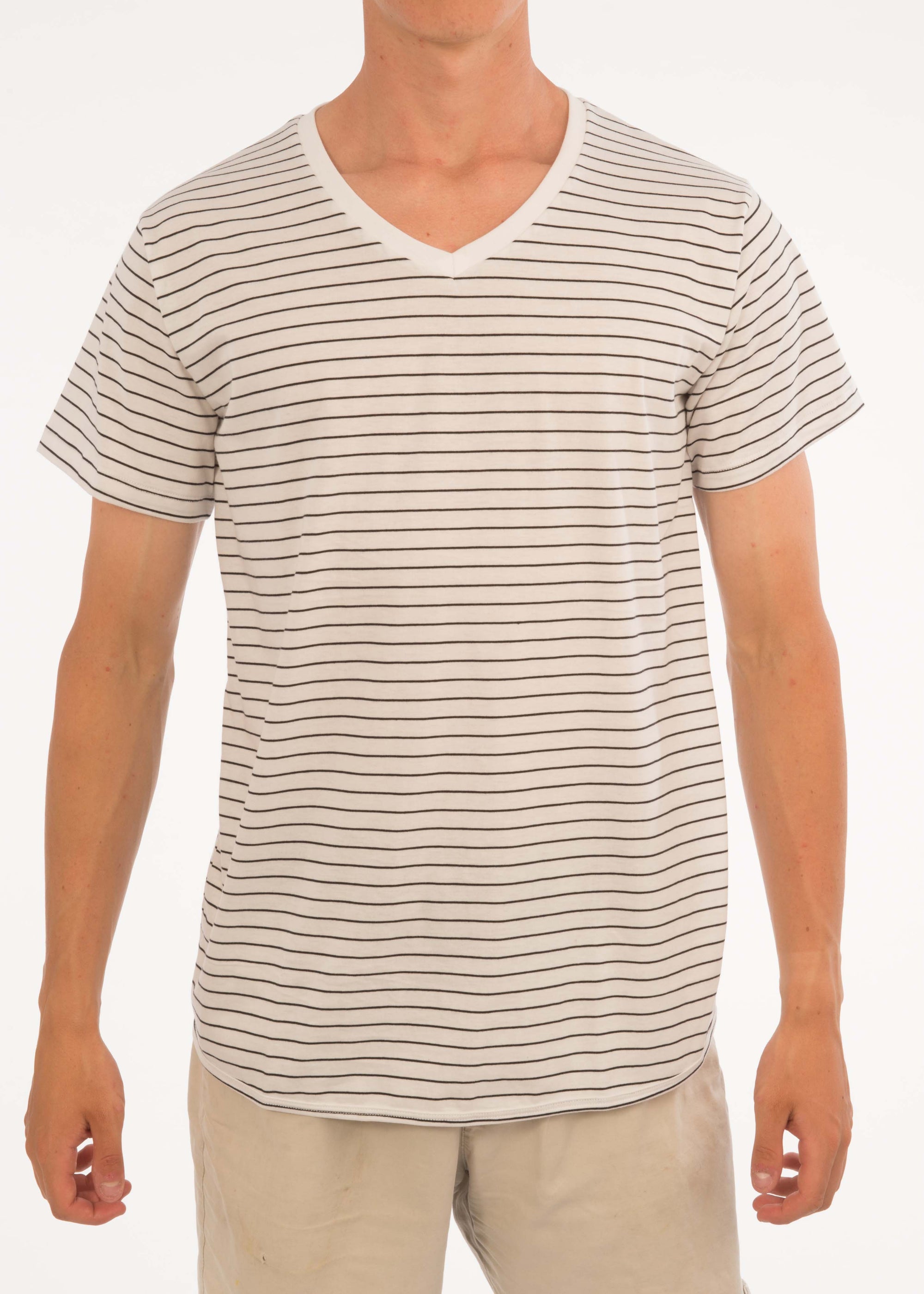 Small Stripe V-Neck Tee - Bistro StTropez
