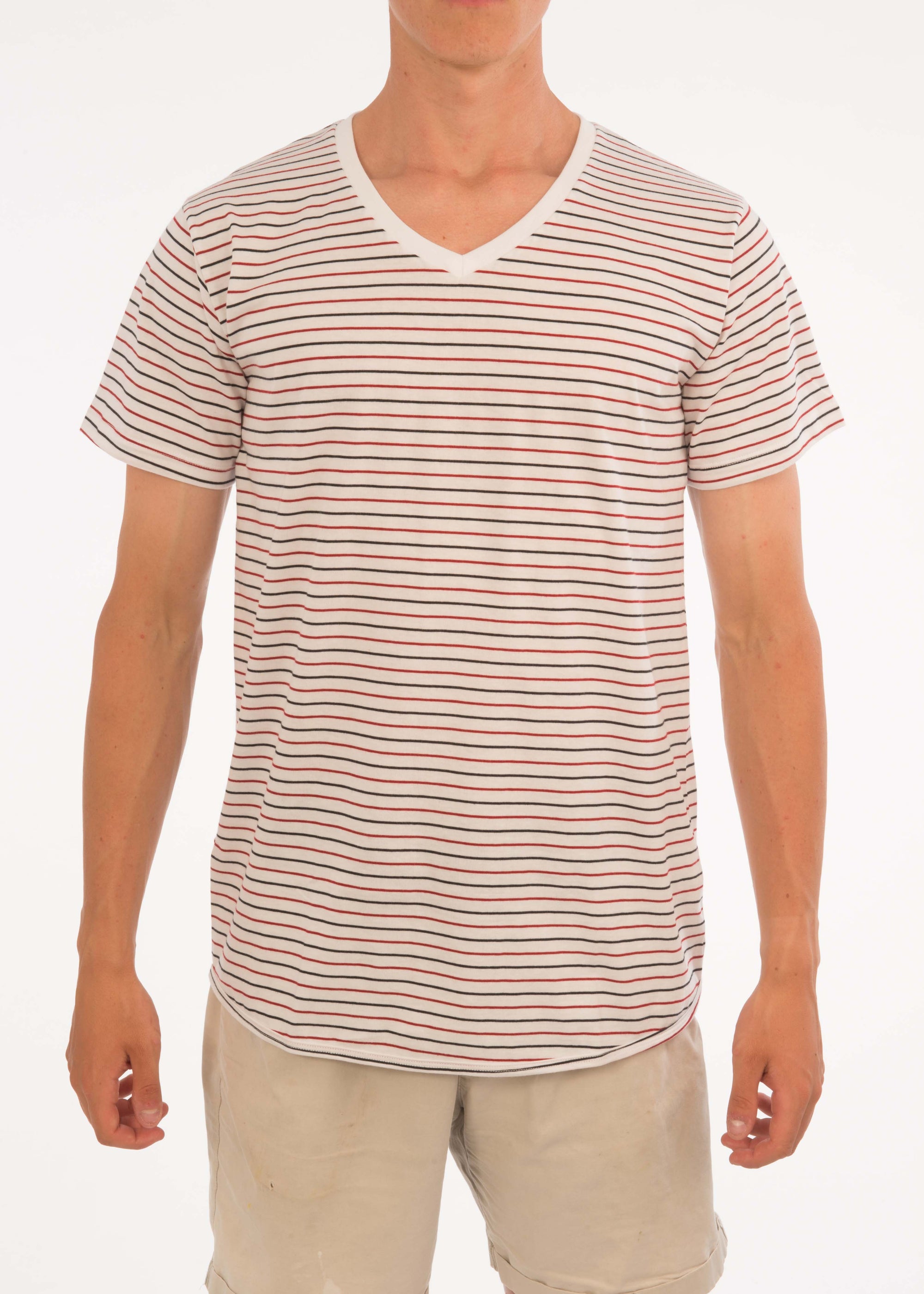 Small Stripe V-Neck Tee - Bistro StTropez