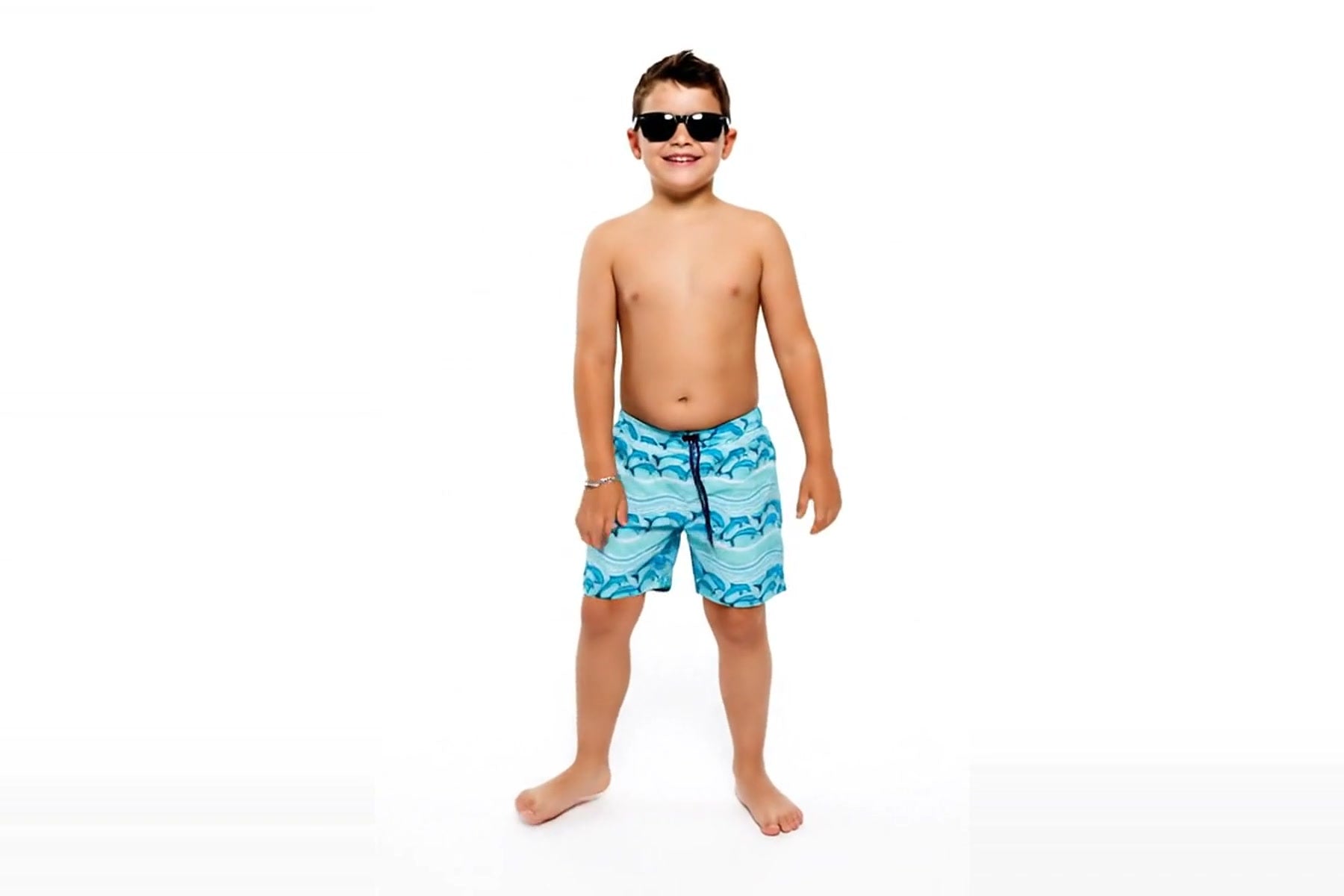 Boys blue patterned swim shorts